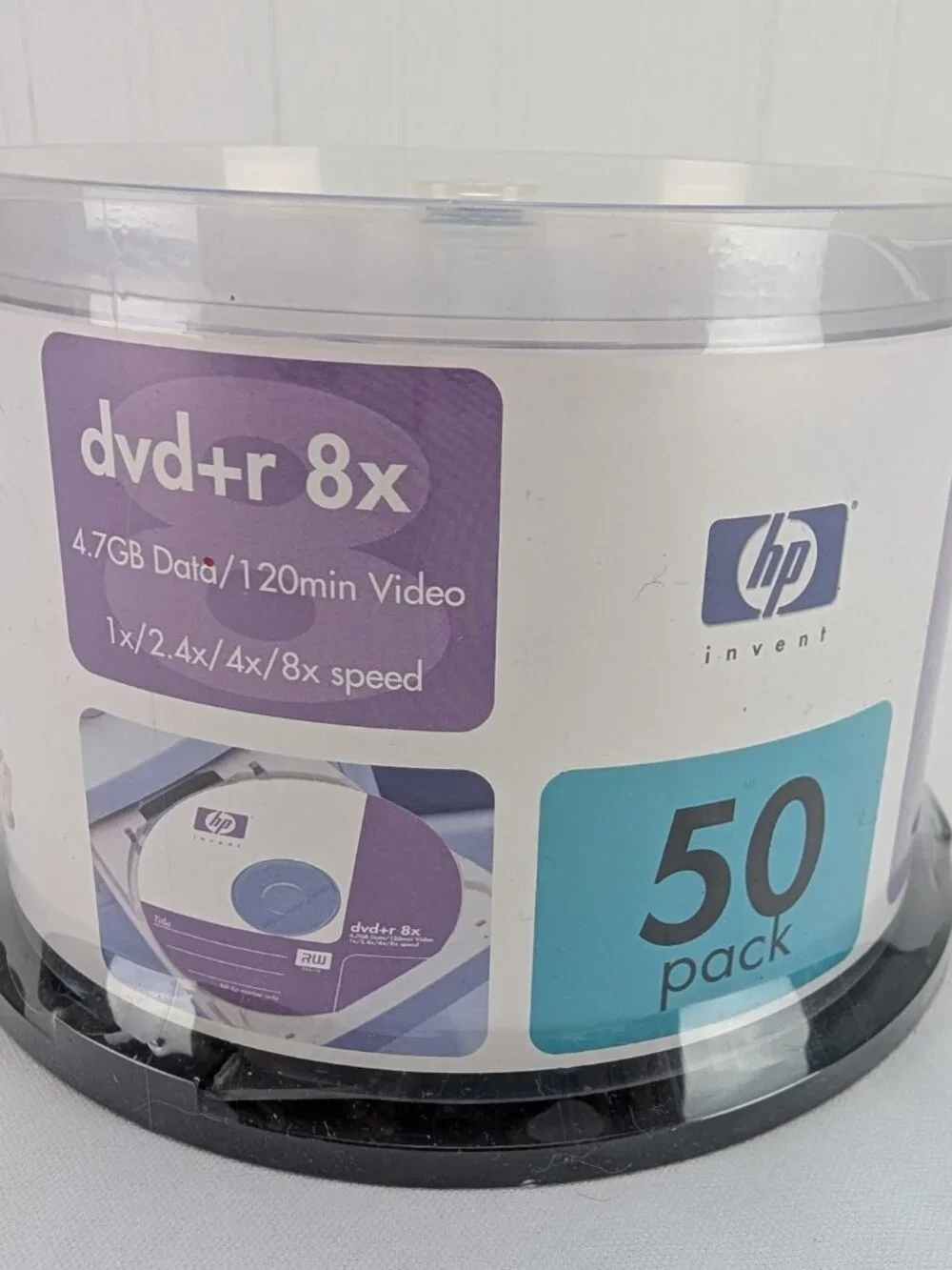 HP DVD+R 8X Blank 50 Pack 4.7GB Data 120min Video Spindal Container New 2003